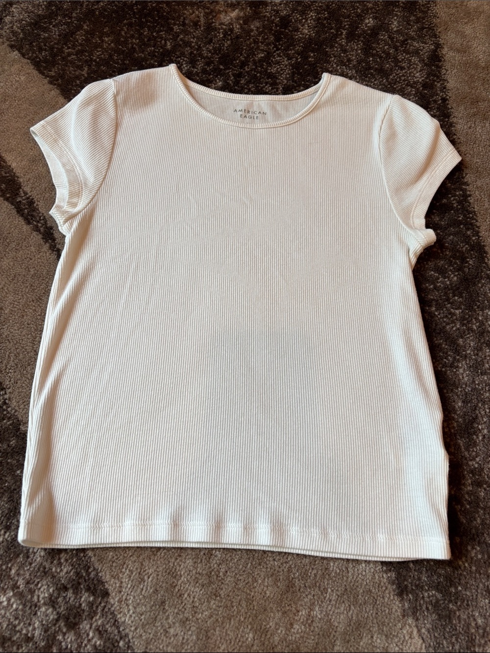 American Eagle Outfitters White Ribbed Short Sleeve Tee